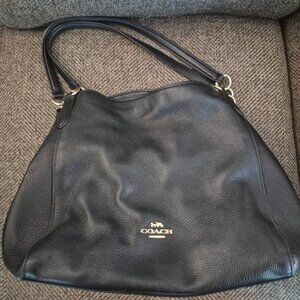 COACH F80268 Shoulder Bag Tote Black Pebble Leather Gold Hardware Medium VINTAGE